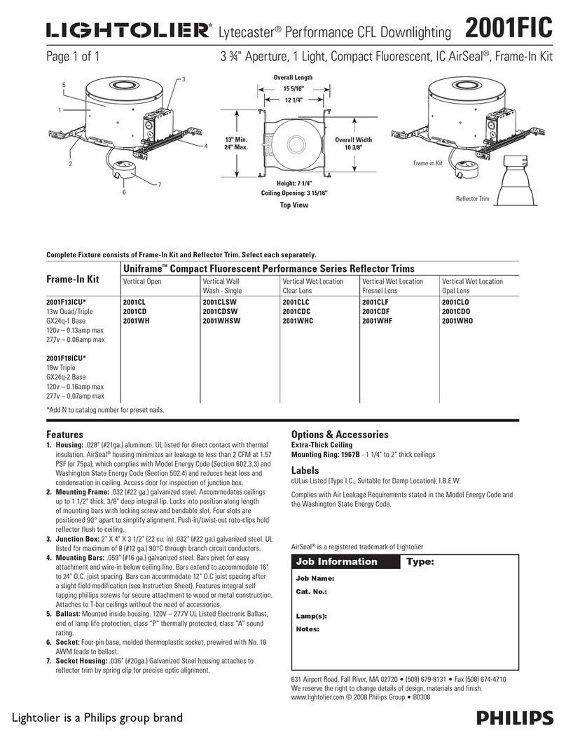 Lightolier Lytecaster 2001FIC User manual