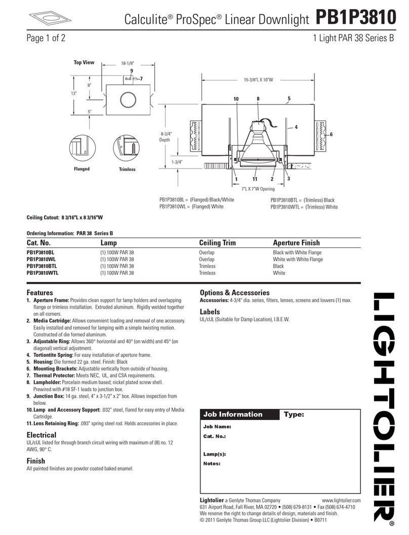 Lightolier Calculite ProSpec PB1P3810 specification Lightolier Calculite ProSpec PB1P3810 specification