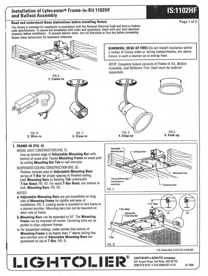 Lightolier Lytecaster 1102HF User manual Lightolier Lytecaster 1102HF User manual
