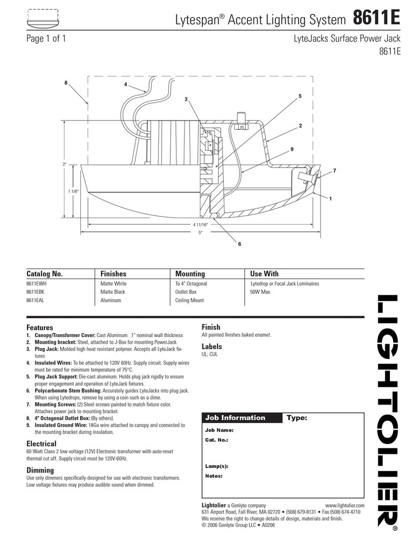 Lightolier Lytespan 8611E specification Lightolier Lytespan 8611E specification