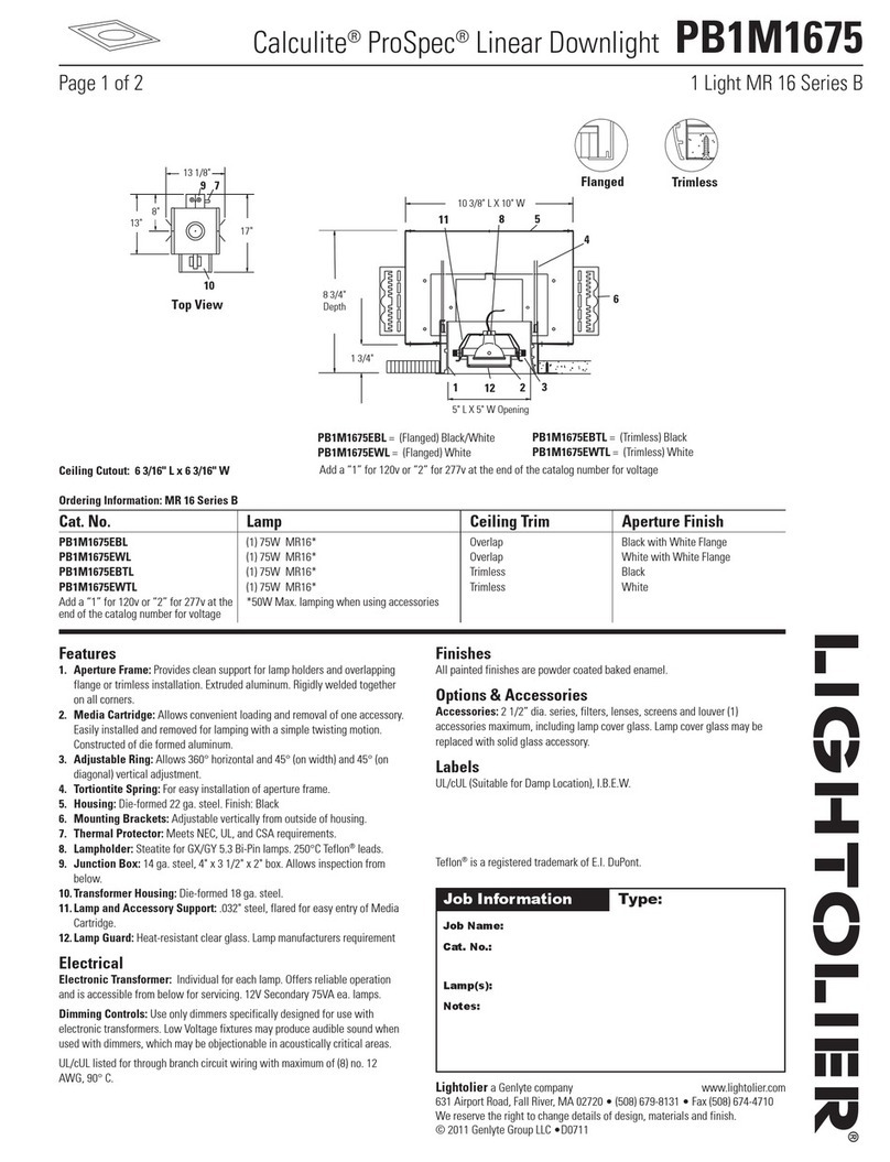 Lightolier Calculite ProSpec PB1M1675 User manual