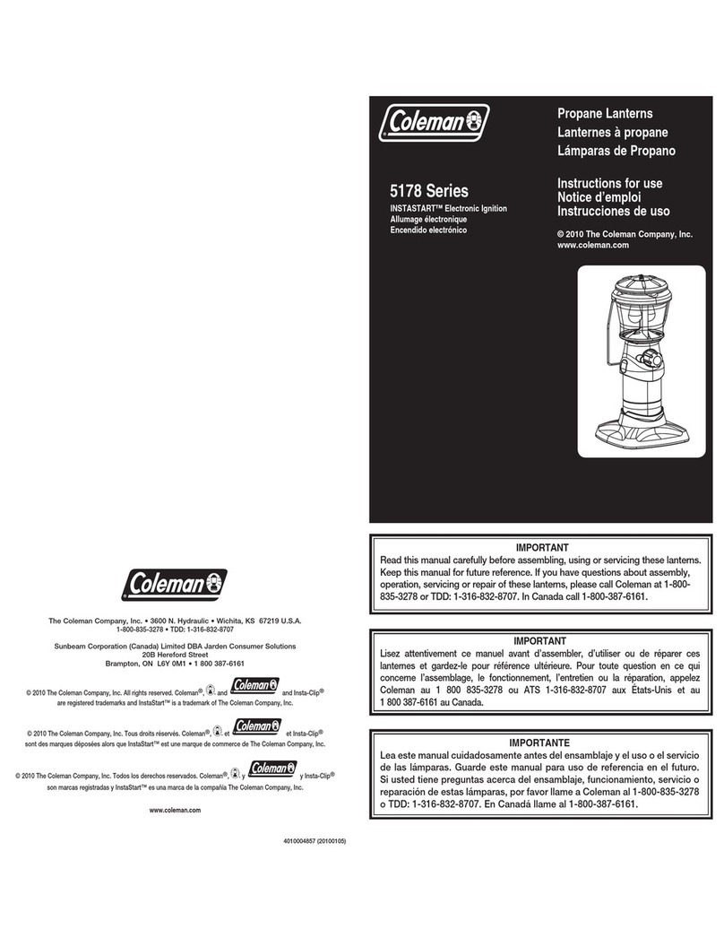 Coleman 5178 Series Instructions for use Coleman 5178 Series Instructions for use