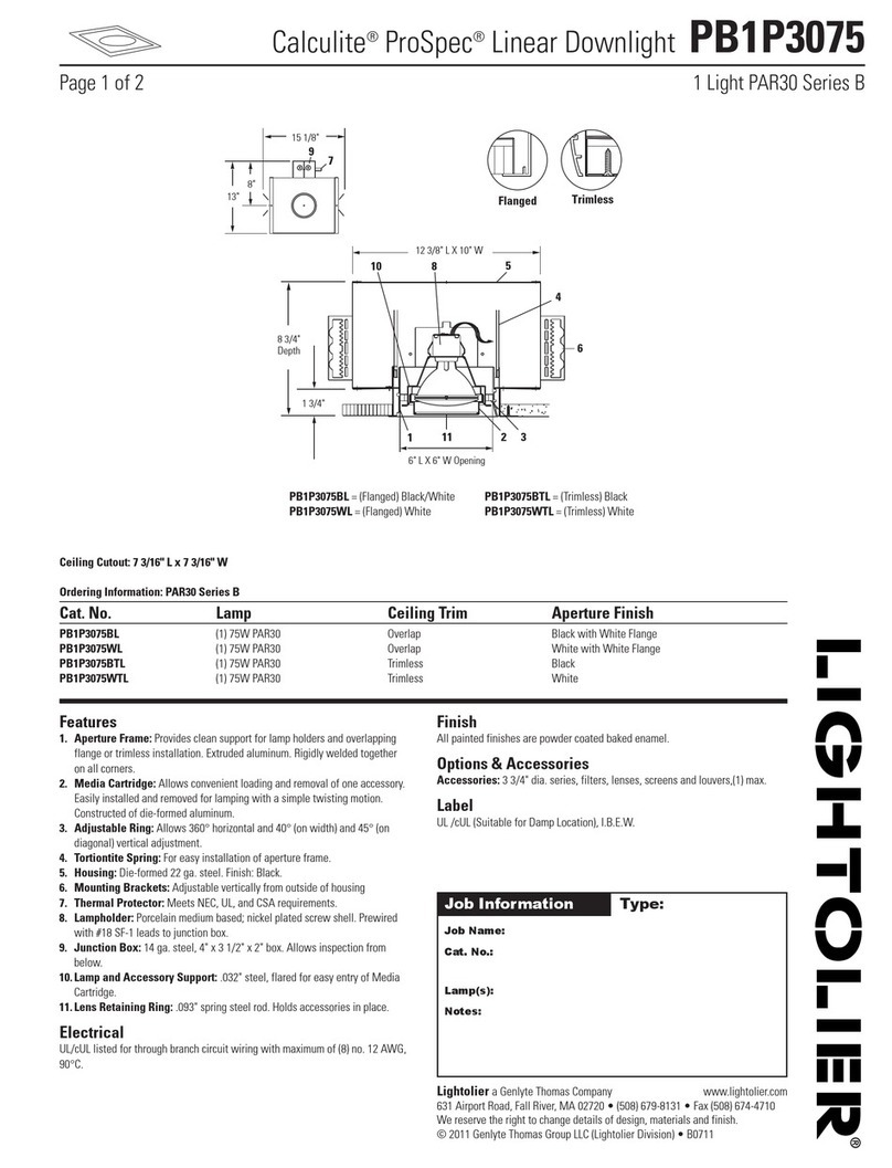Lightolier Calculite ProSpec PB1P3075 User manual