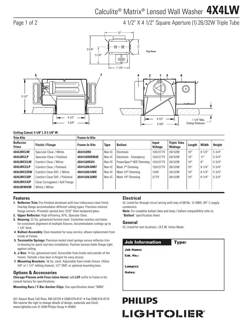 Lightolier Calculite Matrix 4X4LW User manual