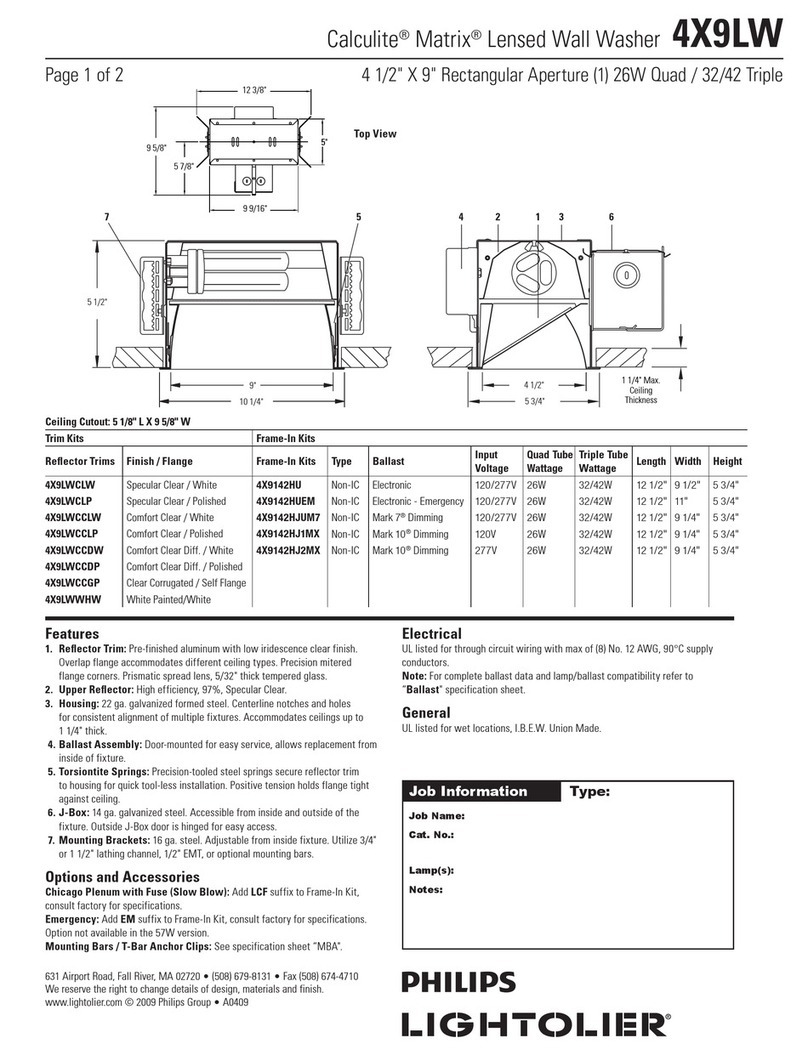 Lightolier Calculite Matrix 4X9LW User manual