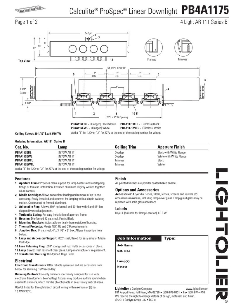Lightolier Calculite ProSpec PB4A1175 User manual