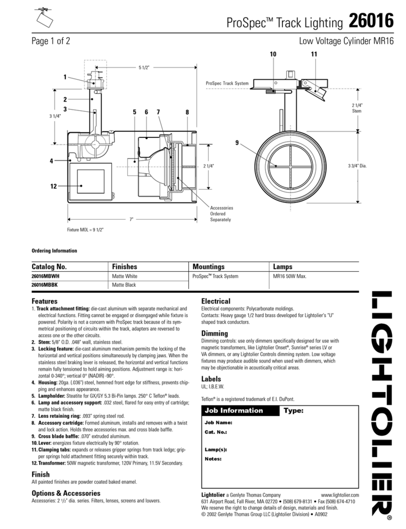 Lightolier ProSpec 26016 User manual Lightolier ProSpec 26016 User manual