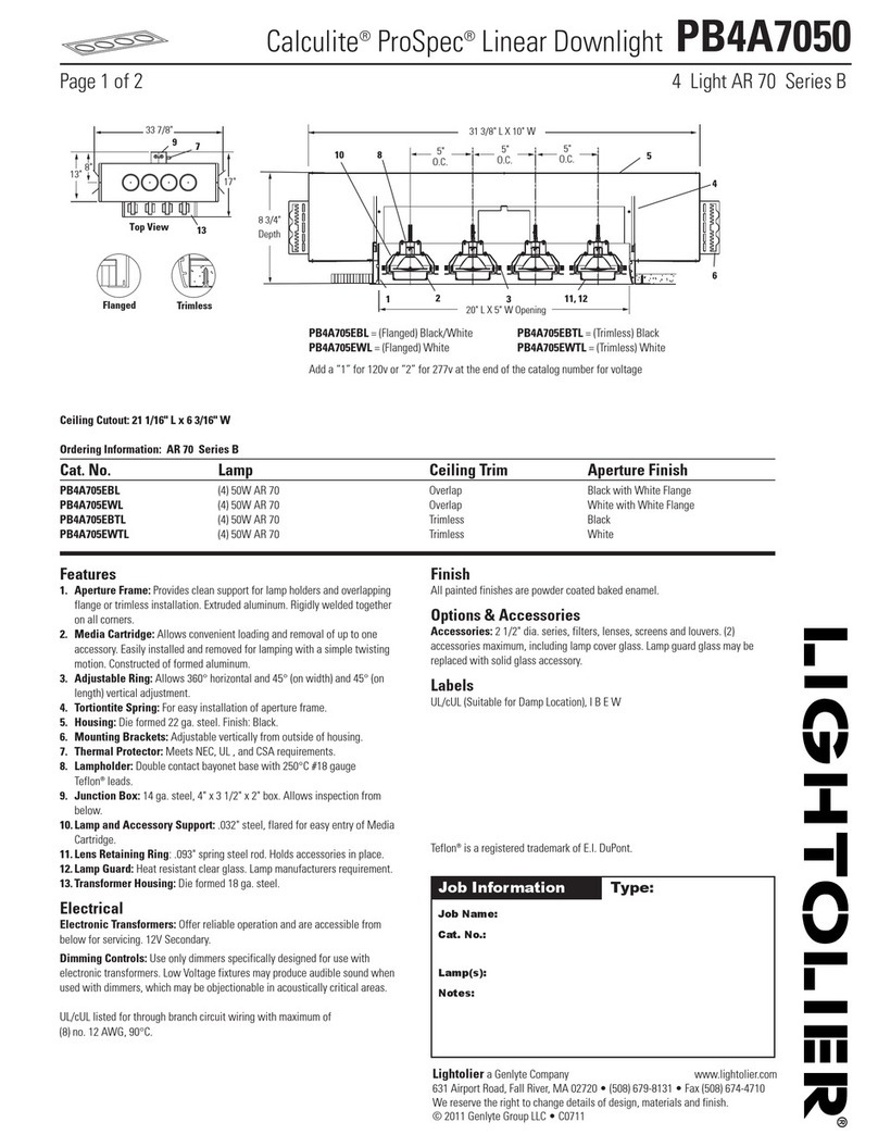 Lightolier Calculite ProSpec PB4A7050 User manual Lightolier Calculite ProSpec PB4A7050 User manual
