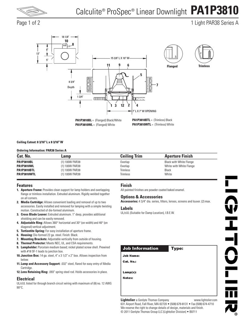 Lightolier Calculite ProSpec PA1P3810 User manual