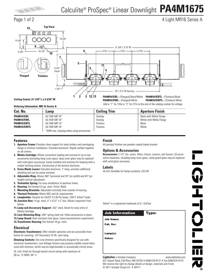 Lightolier Calculite ProSpec PA4M1675 User manual