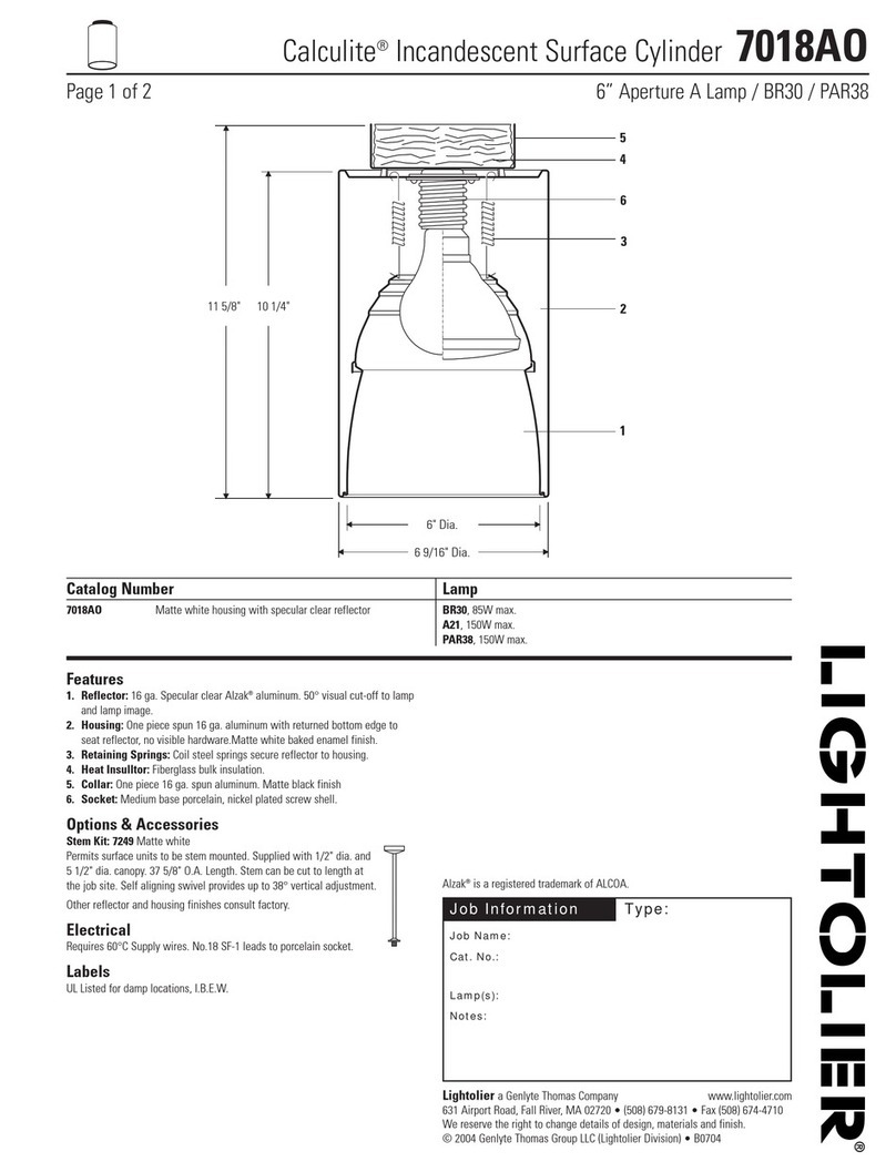 Lightolier Calculite 7018AO User manual Lightolier Calculite 7018AO User manual