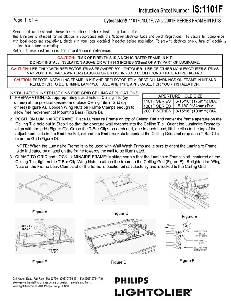Lightolier Lytecaster 1001F Series Instructions for installation Lightolier Lytecaster 1001F Series Instructions for installation