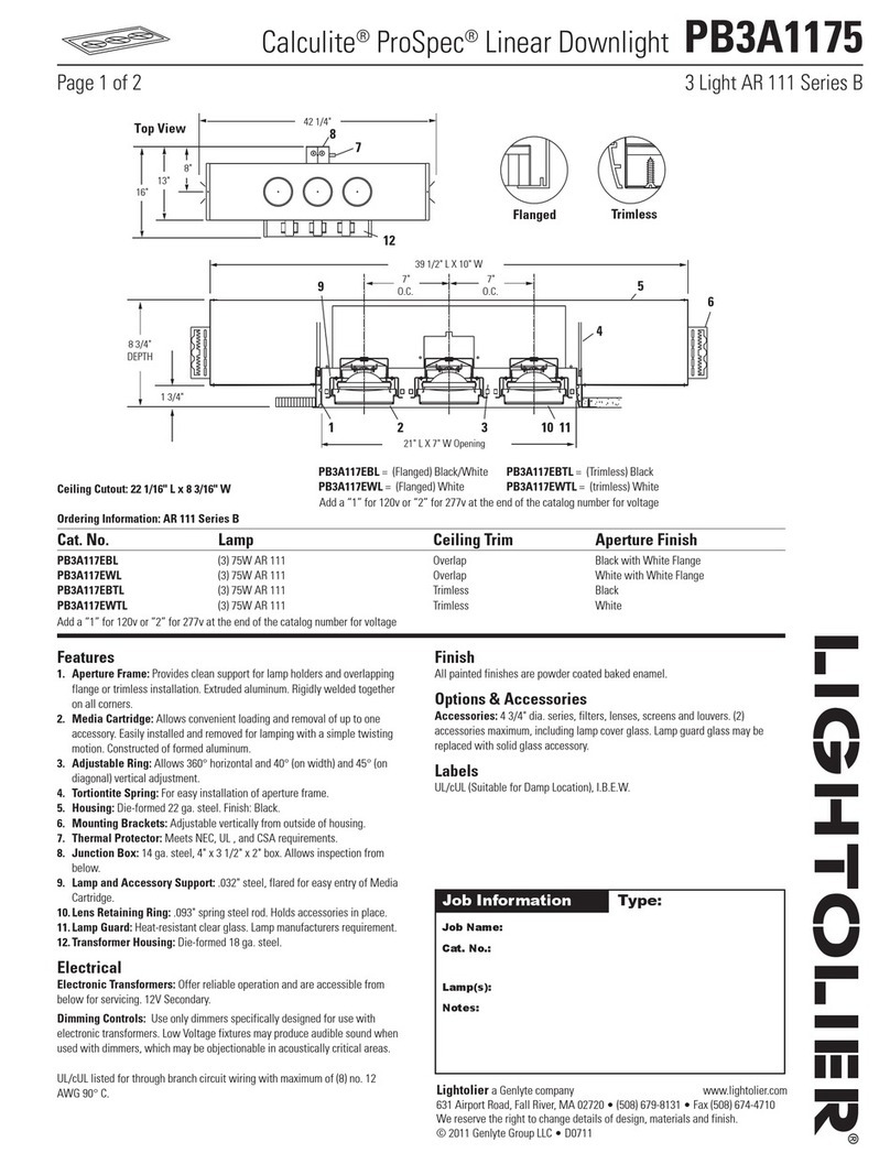 Lightolier Calculite ProSpec PB3A1175 User manual Lightolier Calculite ProSpec PB3A1175 User manual