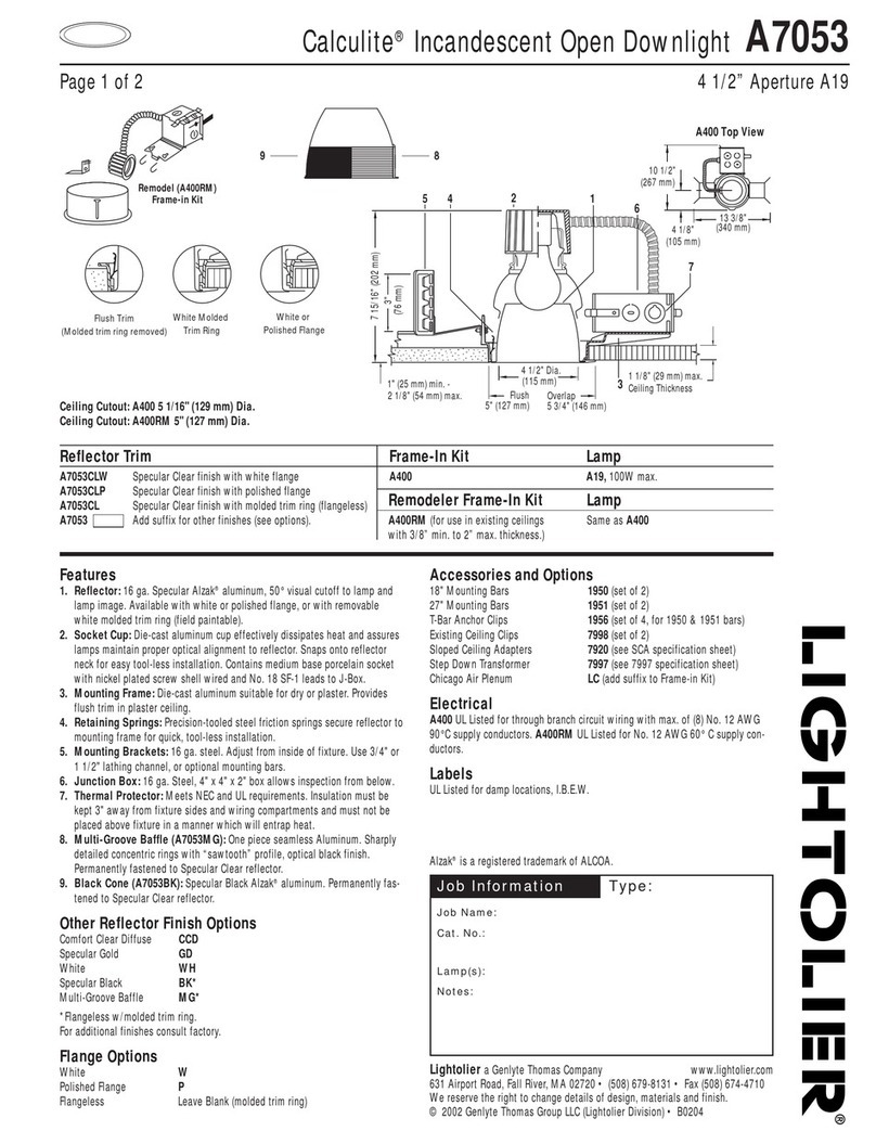 Lightolier Calculite A7053 User manual