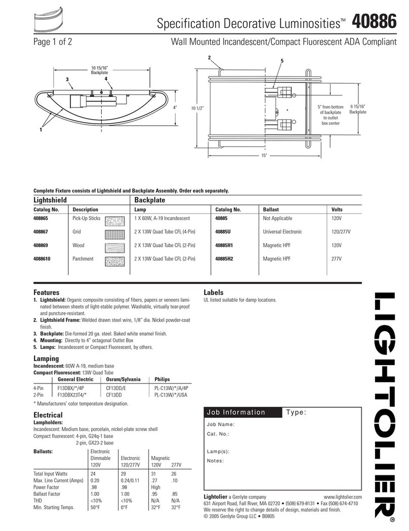 Lightolier Luminosities 40886 specification