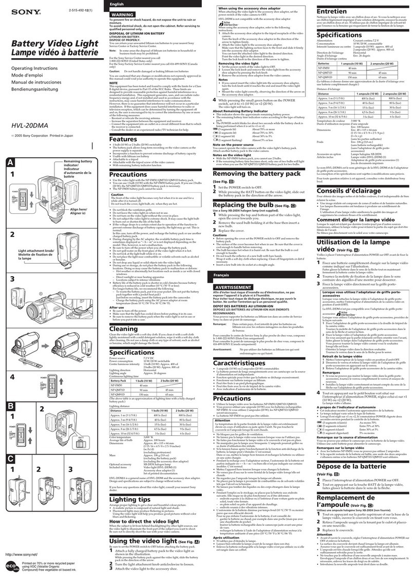 Sony HVL-20DMA instruction & operation manual