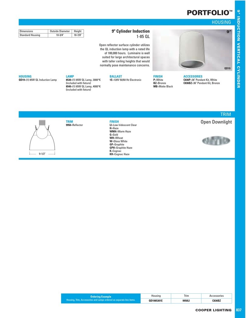 Cooper Lighting PORTFOLIO QD19 User manual Cooper Lighting PORTFOLIO QD19 User manual