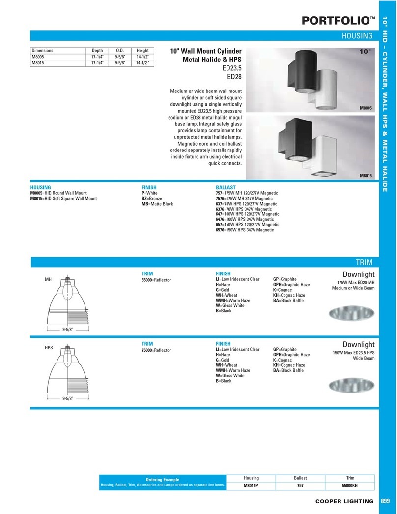 Cooper Lighting PORTFOLIO M8005 User manual