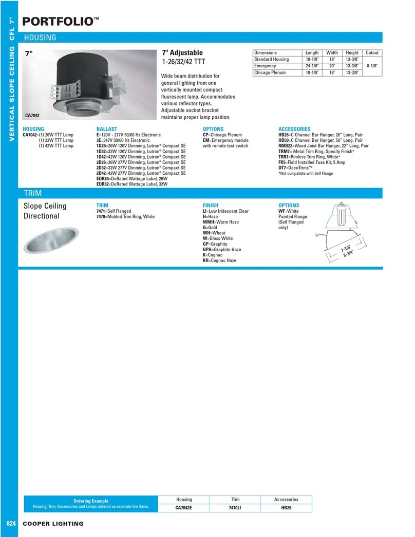 Cooper Lighting PORTFOLIO CA7042 specification Cooper Lighting PORTFOLIO CA7042 specification