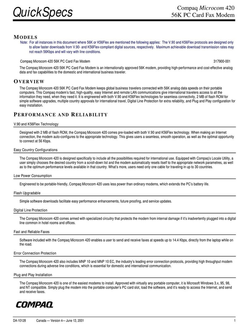 Compaq Microcom 420 specification