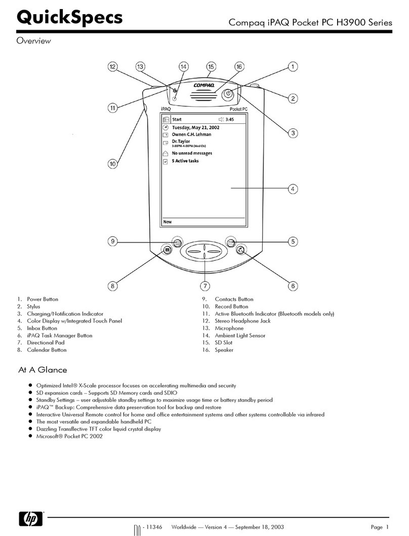Compaq iPAQ H3900 Series User manual Compaq iPAQ H3900 Series User manual