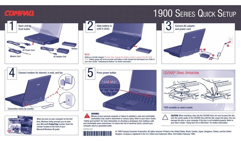 Compaq Presario 1900 - Notebook PC User manual Compaq Presario 1900 - Notebook PC User manual