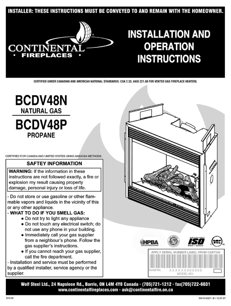 Continental Fireplaces BCDV48N and Installation and operating instructions Continental Fireplaces BCDV48N and Installation and operating instructions
