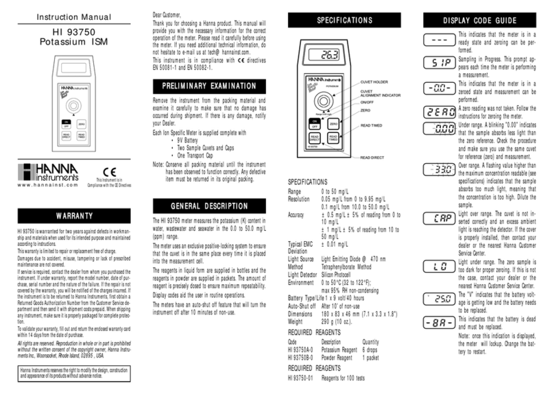 Hanna Instruments HI 93750 User manual