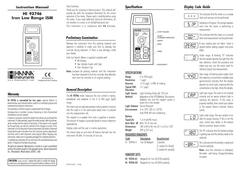 Hanna Instruments HI 93746 User manual