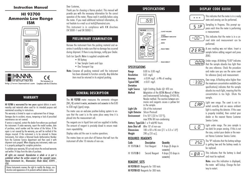 Hanna Instruments HI 93700 instruction manual