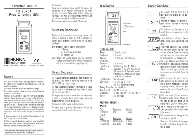 Hanna Instruments HI 93701 User manual