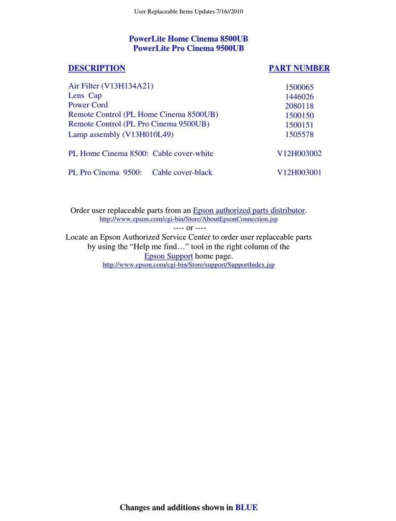 Epson PowerLite Home Cinema 8500 UB General instructions