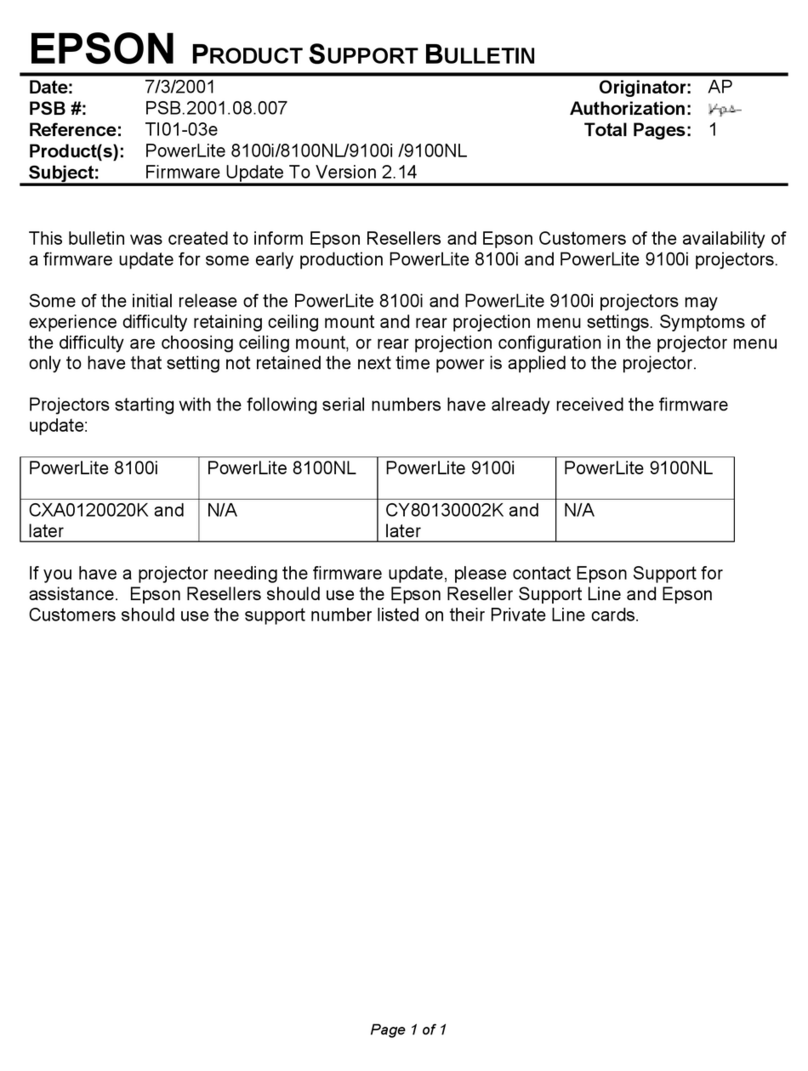 Epson PowerLite 8100NL Dimensions