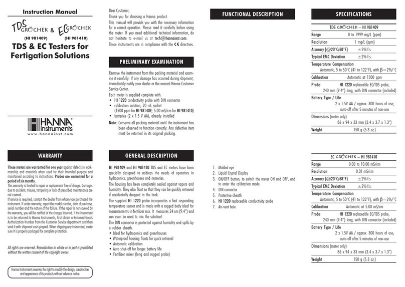 Hanna Instruments HI 981410 User manual