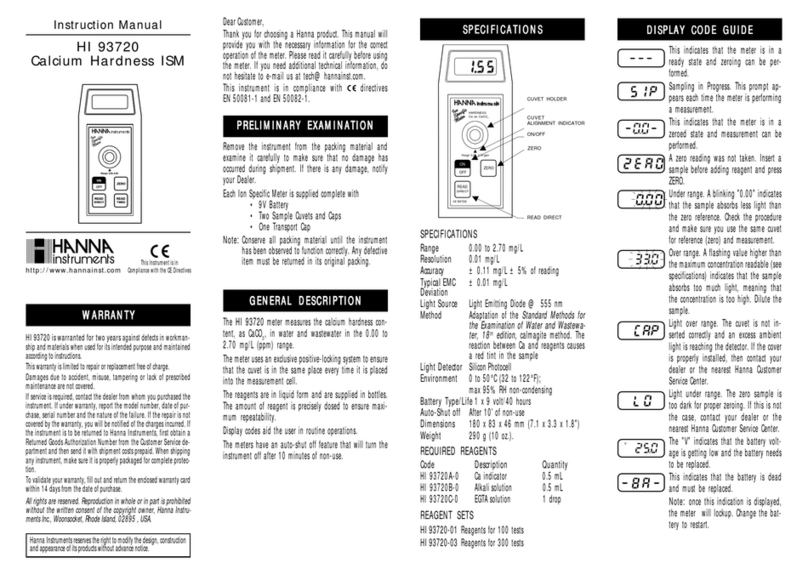 Hanna Instruments HI 93720 User manual Hanna Instruments HI 93720 User manual