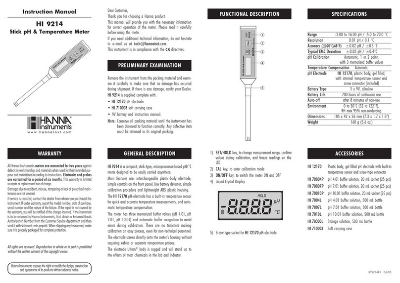 Hanna Instruments HI 9214 instruction manual