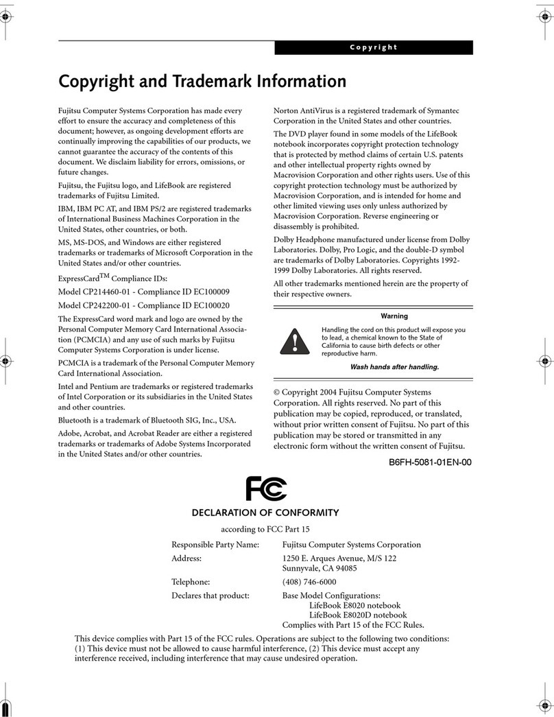 Fujitsu LifeBook E8000 User manual Fujitsu LifeBook E8000 User manual