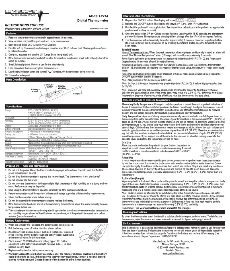 Lumiscope L2214 Instructions for use