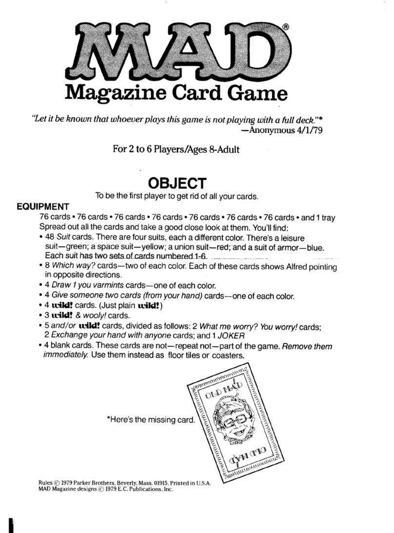Parker Brothers Magazine Card Game manual Parker Brothers Magazine Card Game manual