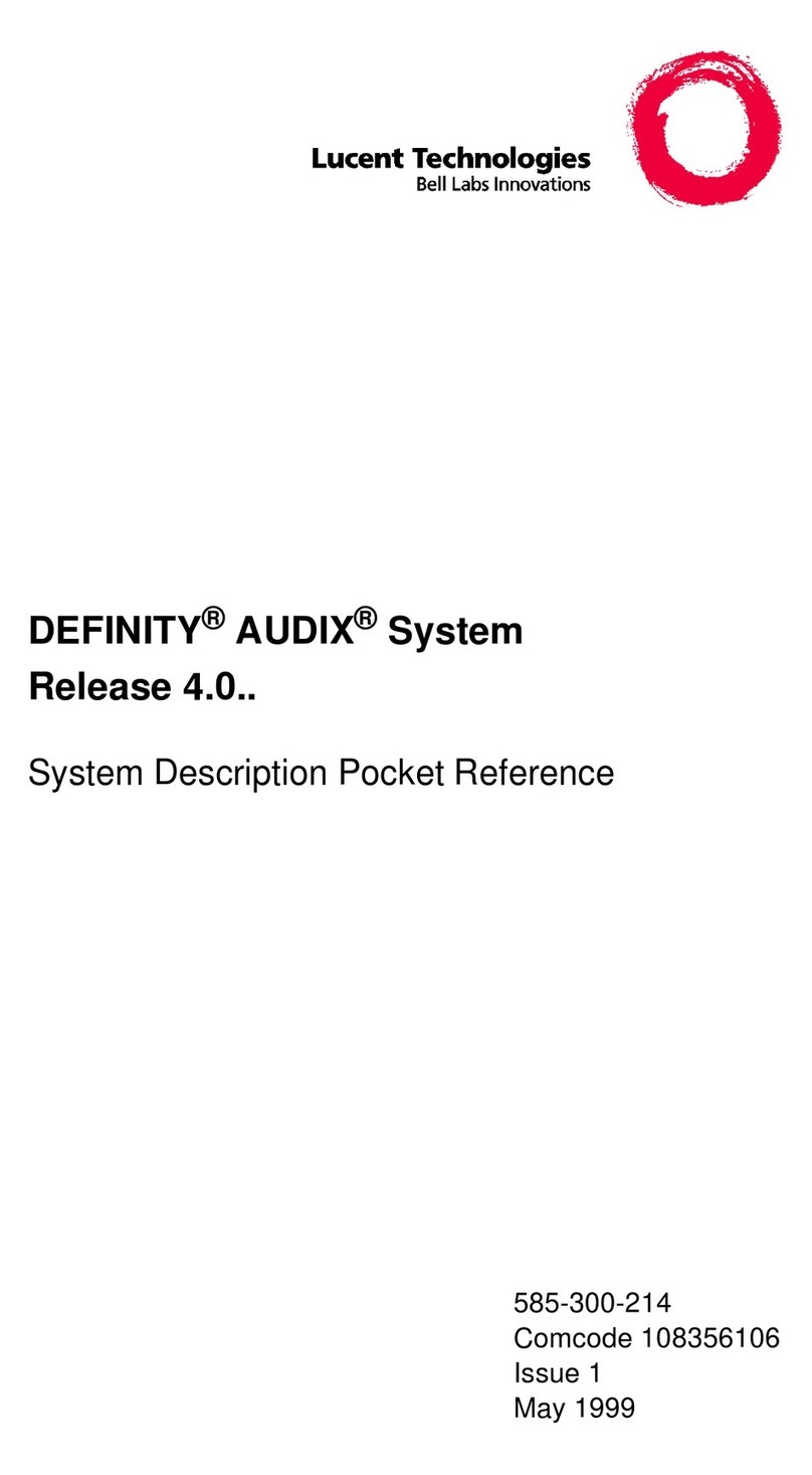 Lucent Technologies Definity Audix System Service manual
