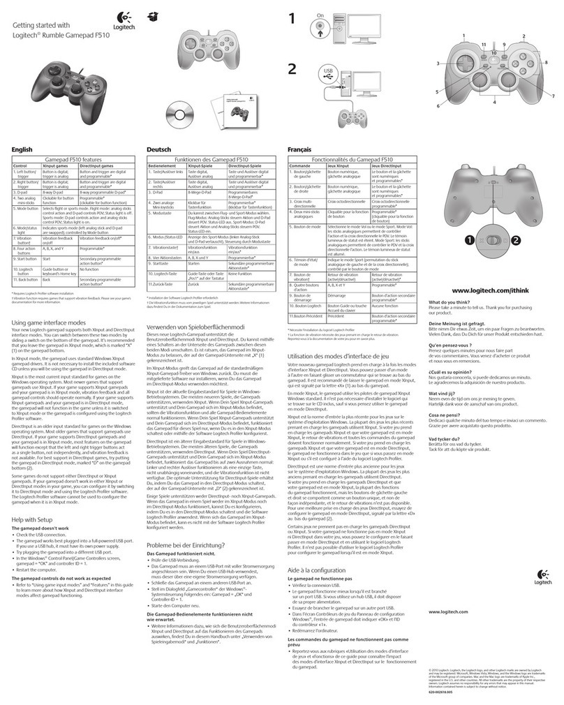 Logitech F510 User manual Logitech F510 User manual