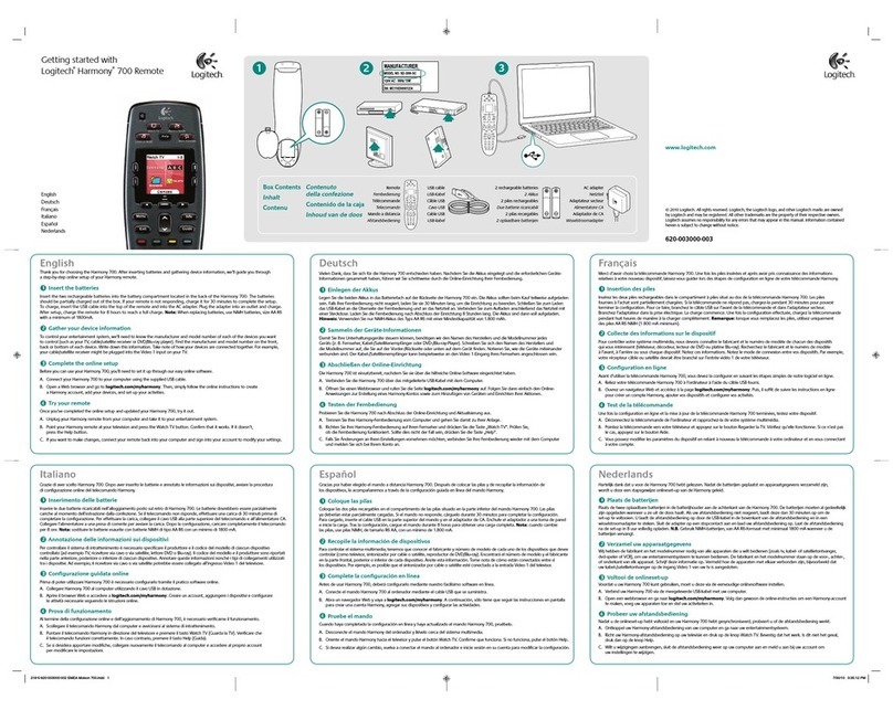 Logitech HARMONY 700 User manual Logitech HARMONY 700 User manual