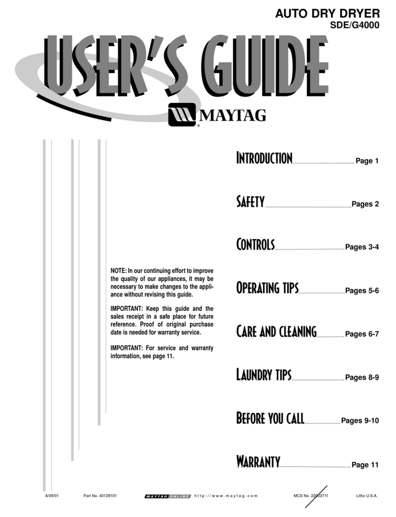 Maytag SDE/G4000 User manual