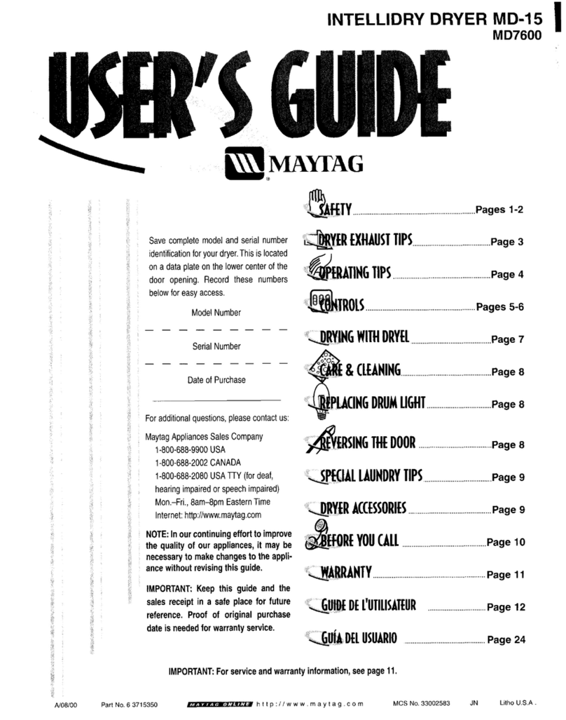 Maytag MD-15 user guide