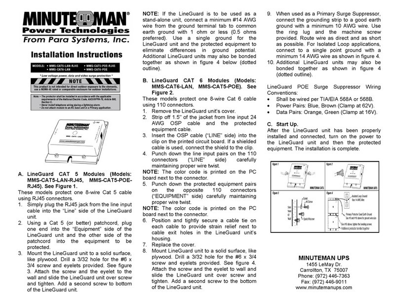Minuteman MMS-CAT5-LAN-RJ45 installation instructions Minuteman MMS-CAT5-LAN-RJ45 installation instructions