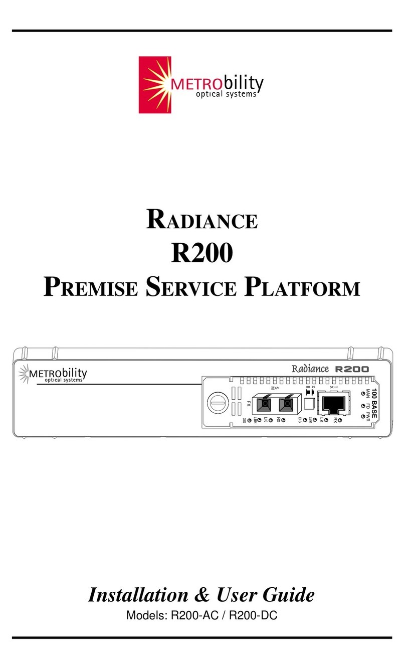 METRObility Optical Systems R200 Installation and user guide METRObility Optical Systems R200 Installation and user guide