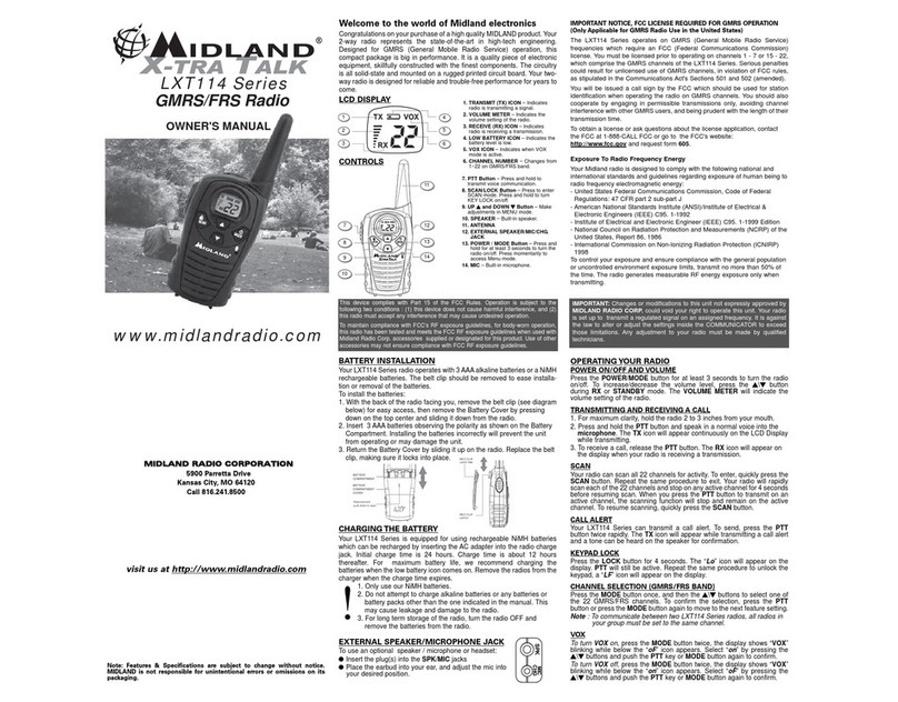 Midland X-TRA TALK LXT114 series owner's manual