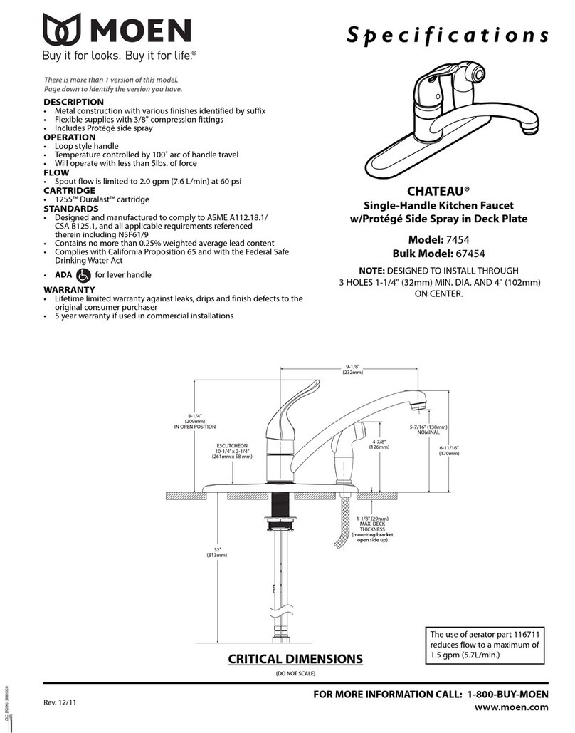 Moen CHATEAU 7454 specification Moen CHATEAU 7454 specification