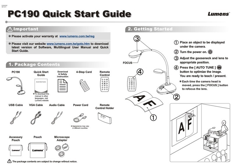 Lumens PC190 User manual