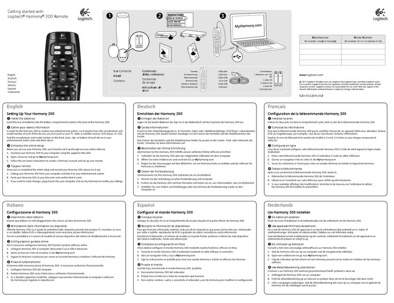Logitech Harmony 300 User manual